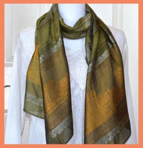 Woven Angkor Wat Temple Silk Stole