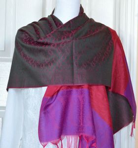 Banaras Silk Woven Paisley Floral Design Stole Wrap