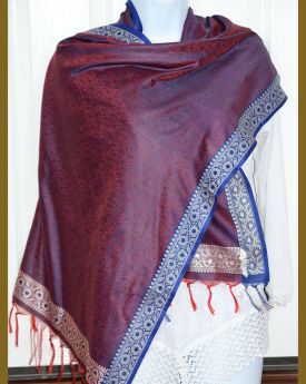 Banaras Silk Woven Paisley Floral Design Stole Wrap