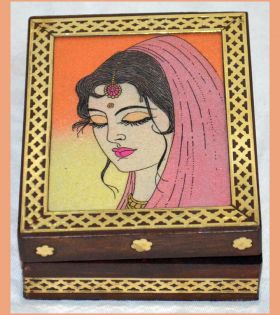 Designer Wood Gemstone Painting Jewelry Box