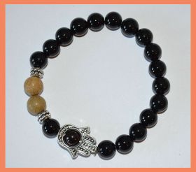 Obsidian Gemstone Hamsa Bracelet
