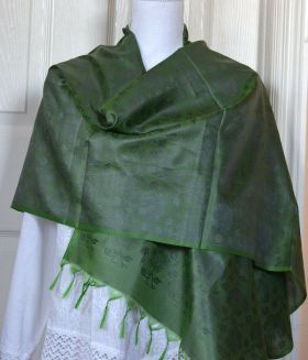 Banaras Silk Woven Paisley Floral Design Stole Wrap