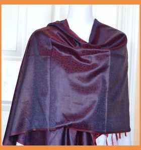 Banaras Silk Woven Paisley Floral Design Stole Wrap