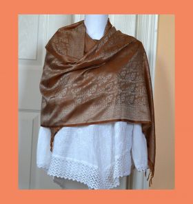 Banaras Silk Woven Paisley Floral Design Stole Wrap