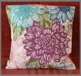 Cotton Silk Embroidered Pillow Cover