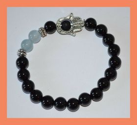 Chalcedony Obsidian Gemstone Hamsa Bracelet