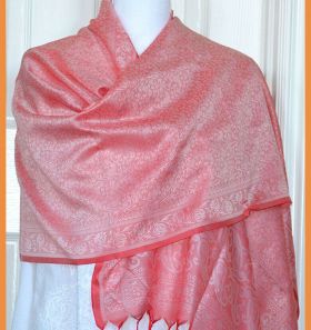 Banaras Silk Woven Paisley Floral Design Stole Wrap