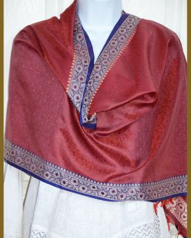 Banaras Silk Woven Paisley Floral Design Stole Wrap