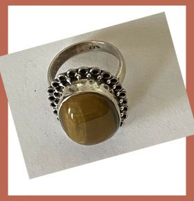 Artisan Created Hand Crafted Natural Tiger's Eye Sterling Silver Ring