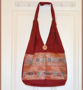 Hand Loom Cotton Shoulder Bag With Brocade Design