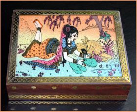 Wood Gemstone Painting Jewelry Box