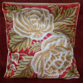 Chain Stitch Ari Work Hand Crafted Pillow Cover