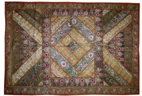 Silver Zari Work Hand Embroidered Wall Tapestry