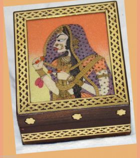 Designer Wood Gemstone Painting Jewelry Box