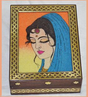 Designer Wood Gemstone Painting Jewelry Box