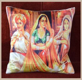 Beige Silk Polyester Digital Printing Pillow Cover