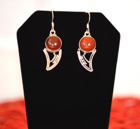 Sterling Silver Natural Carnelian Gemstone Dangle Drop 