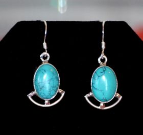 Sterling Silver Natural Turquoise Gemstone Dangle Drop 