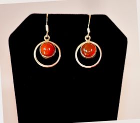Sterling Silver Natural Carnelian Gemstone Dangle Drop 