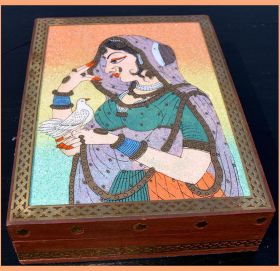 Wood Gemstone Painting Jewelry Box