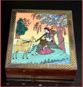 Wood Gemstone Painting Jewelry Box
