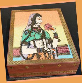 Wood Gemstone Painting Jewelry Box
