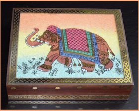 Wood Gemstone Painting Jewelry Box