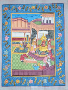 Mughal Emperor Court Scene Natural colors Miniature Painting