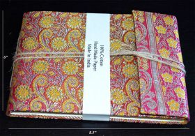 Magenta Yellow Brocade Cover Handmade Paper Journal Diary 