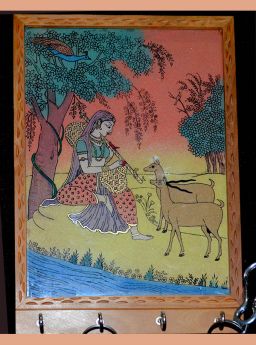 Gemstone painting wood key holder wall mounted key organizer 