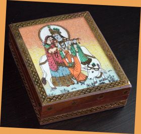 Wood Gemstone Painting Jewelry Box