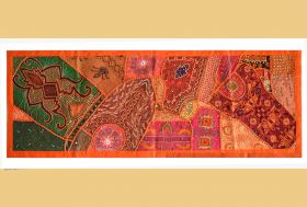 HAND EMBROIDERED ANTIQUE WALL TAPESTRY/THROW/RUNNER