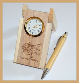 Engraved Pen Holder With Clock 