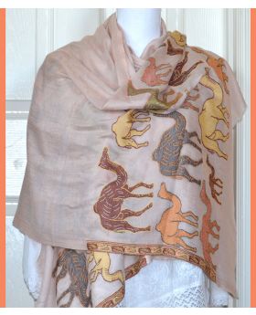 Handwoven Pashmina Cashmere Camel Design Shawl Wrap