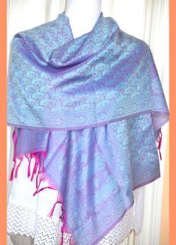 Banaras Silk Woven Paisley Floral Design Stole Wrap