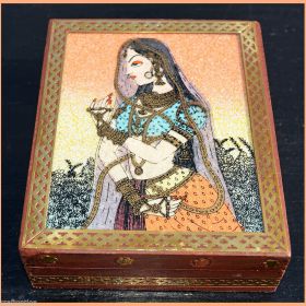 Wood Gemstone Painting Jewelry Box