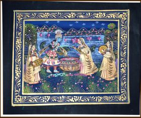 Radha Krishna Miniature Natural Color Painting