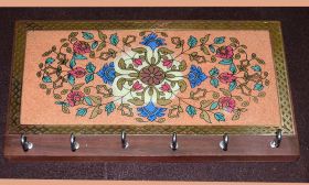 Gemstone painting wood key holder wall mounted key organizer 