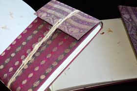 Magenta Brocade Cover Handmade Paper Journal Diary 