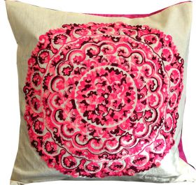 Cotton Silk Embroidered Pillow Cover