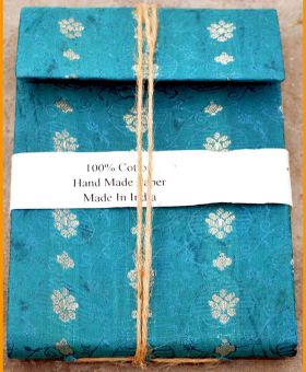 Teal Brocade Cover Recycled Paper Journal Diary 