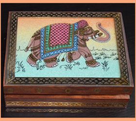 Wood Gemstone Painting Jewelry Box