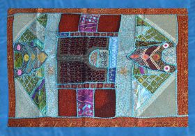 Heavy Bead Work Hand Embroidered Antique Wall Tapestry