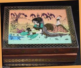 Wood Gemstone Painting Jewelry Box