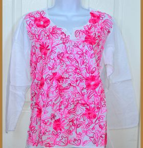 Embroidered White Cotton Tunic Top Kurti 