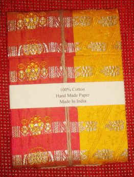 Yellow and Red Brocade Cover Handmade Paper Journal Diary 