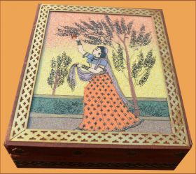 Wood Gemstone Painting Jewelry Box