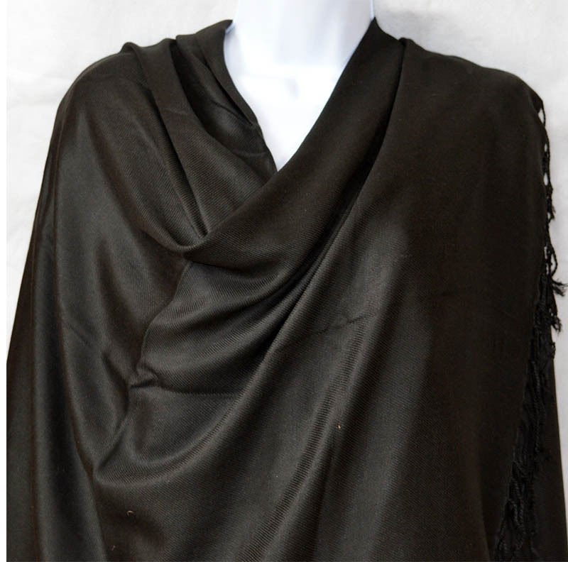 Plain Solid Black Shawl Wrap