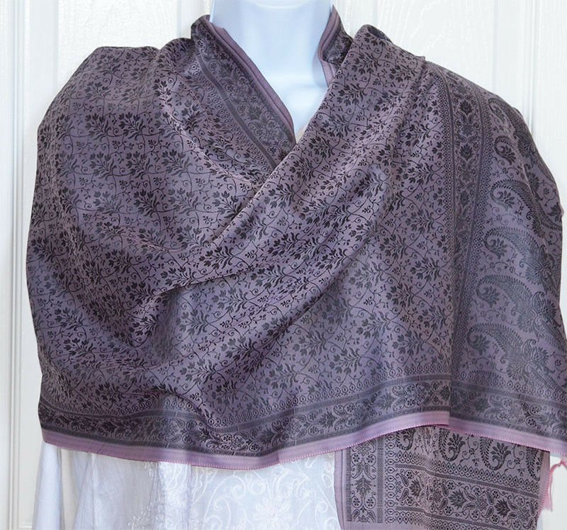 Banaras Silk Woven Paisley Floral Design Stole Wrap