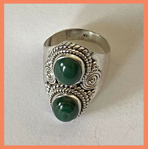 Artisan Created Hand Crafted Natural Malachite Sterling Silver Ring - Image 7